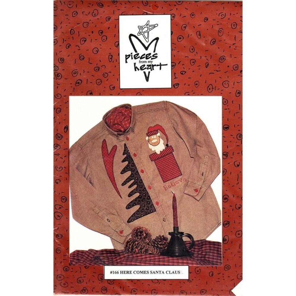 Pieces from my Heart Here Comes Santa Claus Pattern for Shirt Appliques